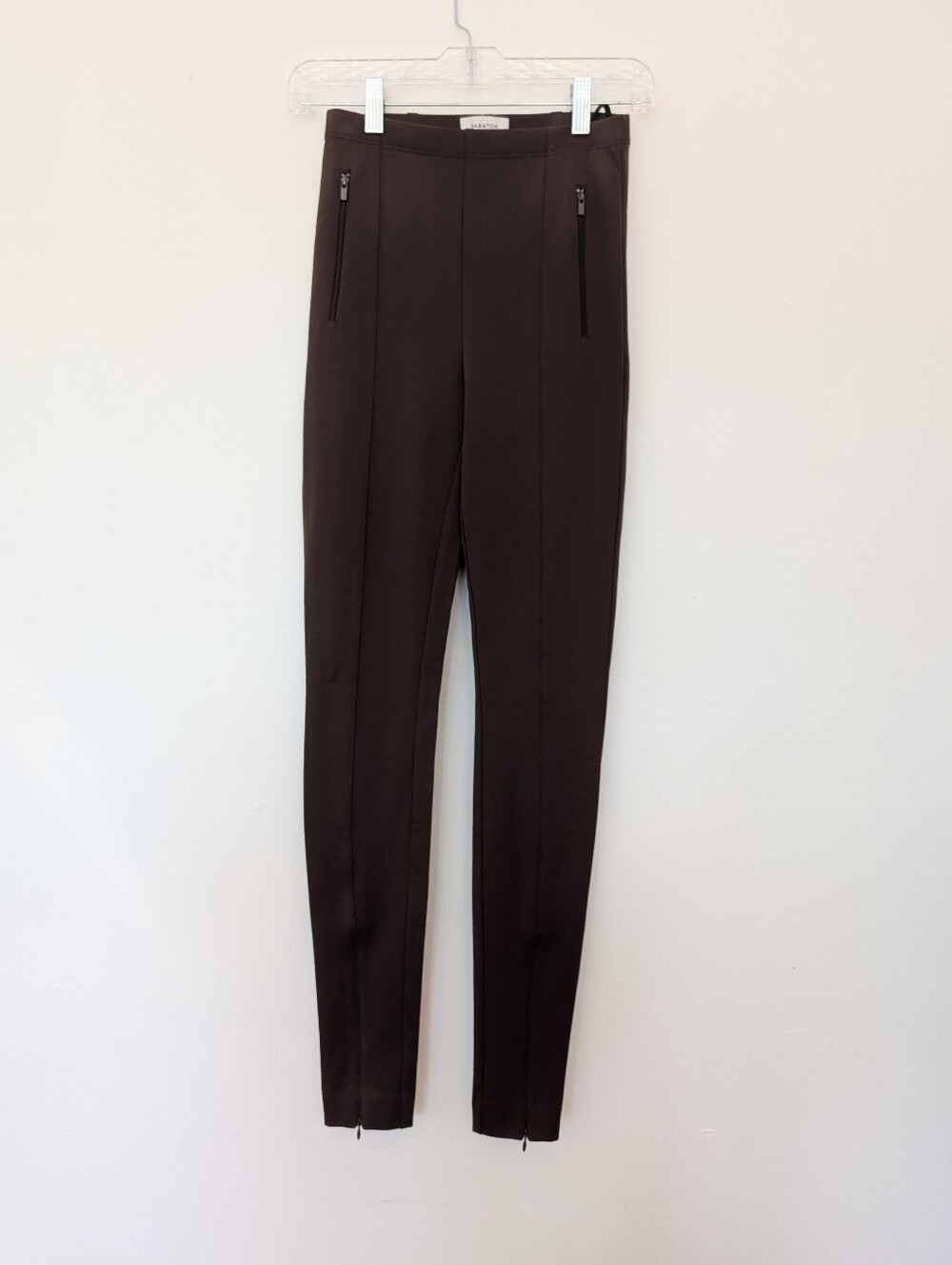 ARITZIA Babaton Brown High Rise Zip Hem Slim Legging Pants Trouser Size S NWOT